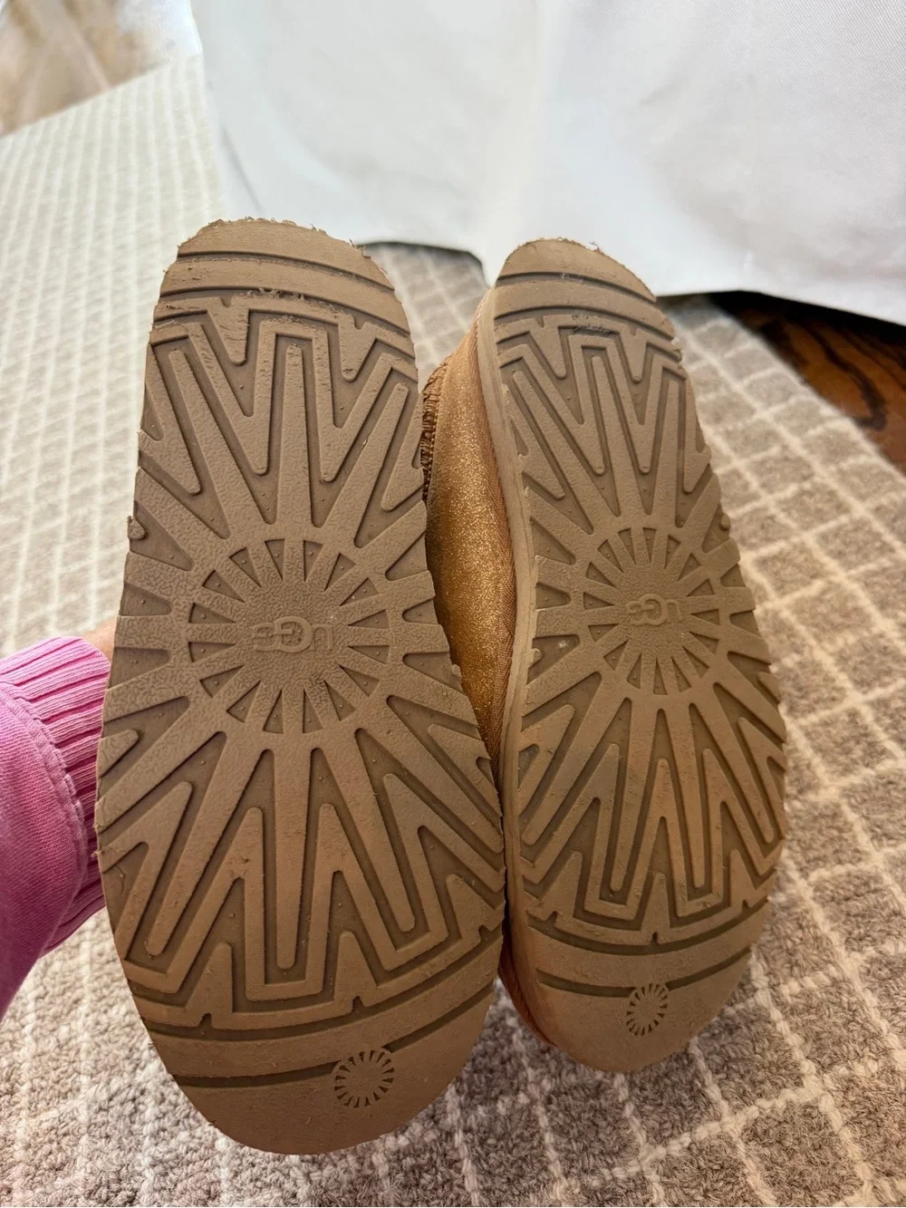UGG Kids Chestnut Brown Suede Slip-On Clogs